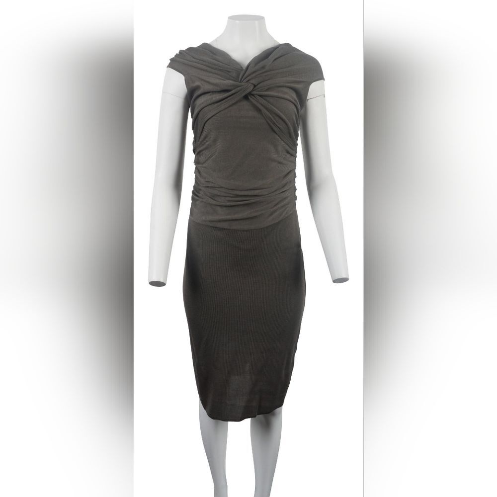 Sophisticated Charcoal Midi Dress (Can445)